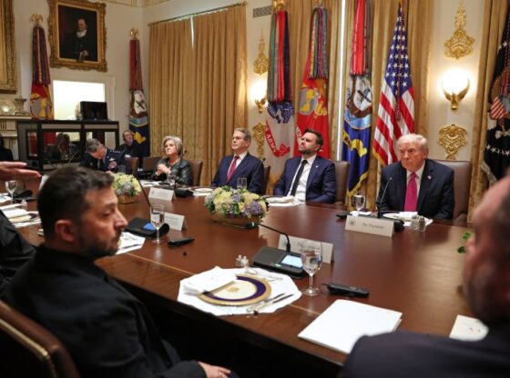 US President Donald Trump meets with Ukrainian President Volodymyr Zelensky (L) in the Cabinet Room of the White House in Washington, DC, on October 17, 2025.
