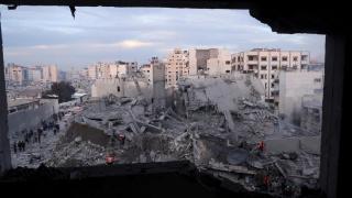 Building destroyed by Israeli bombing in Gaza City