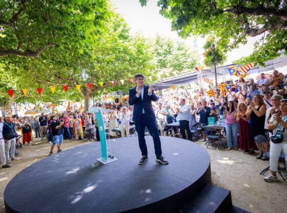 Carles Puigdemont, during the event held this Sunday in Prats de Molló (France)