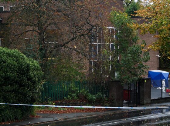 Manchester synagogue entrance where the terrorist attack has occurred.