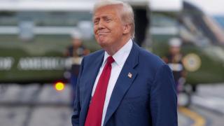 Donald Trump on Friday upon his arrival in Allentown, Pennsylvania.