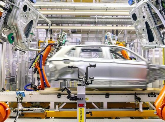 The Volkswagen Golf at the factory