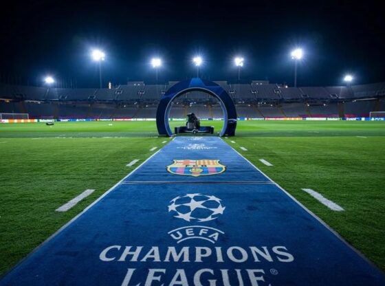 The Lluís Companys Olympic Stadium on a Champions League night.