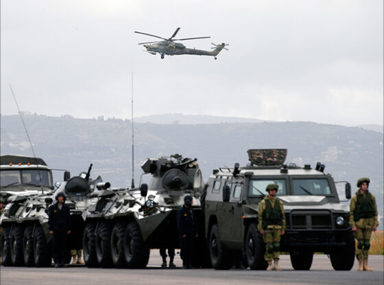 epa05290102 A Russian Mi-28 helicopter patrols the area around Hmeimym airbase in Latakia province , Syria, 04 May 2016. Hmeimym airbase serves as the base of operation for the Russian air force in Syria. The United States and Russia have agreed to extend the cease-fire in Syria to the city of Aleppo, the US State Department reported on 04 May. EPA/SERGEI CHIRIKOV