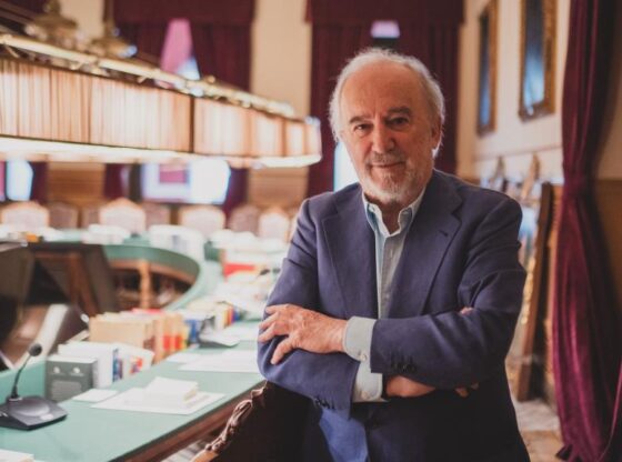 The director of the RAE, Santiago Muñoz Machado, in the academy's plenary hall.