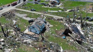 Damage persists in the Sunshine Hills subdivision after a tornado hit Laurel County and London, Kentucky.