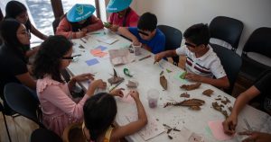 Children learning in a classroom.