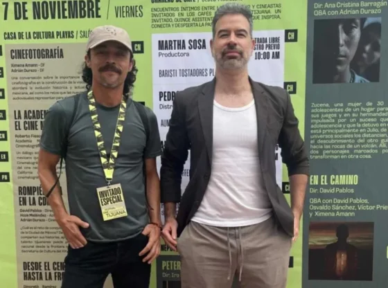 The protagonist of "On the way"Osvaldo Sánchez and filmmaker David Pablos at the Tijuana Film Festival.