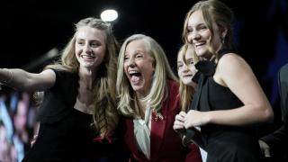Democrat Abigail Spanberger with her family on stage after her victory speech.