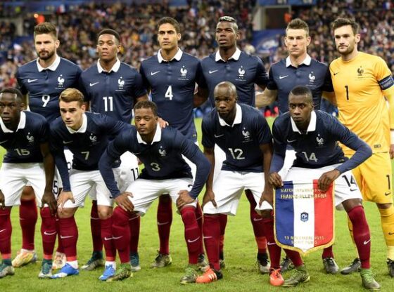 The French national gootball team, on November 13, 2015, in Saint-Denis, France.