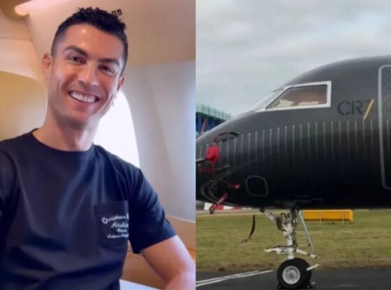 Cristiano Ronaldo in his Bombardier Global Express 6500 jet