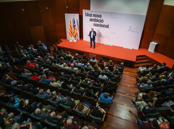 The leader of ERC, Oriol Junqueras, in a moment of the event in Vilanova i la Geltrú.
