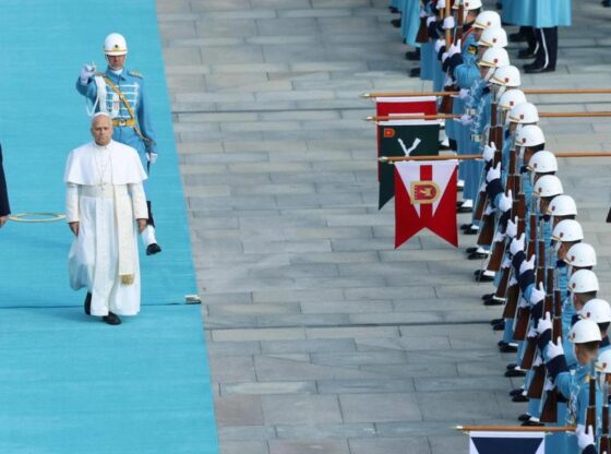 The Pope was received by Turkish President Erdogan.