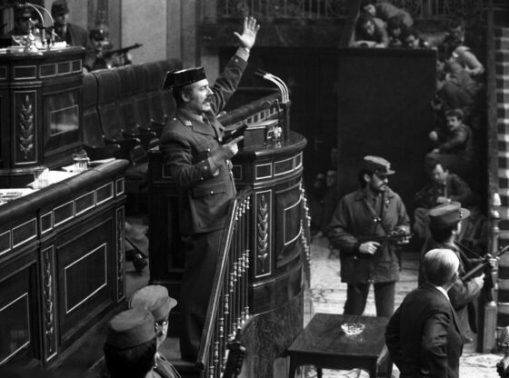 The coup plotter Antonio Tejero, on February 23, 1981, in the Congress of Deputies.
