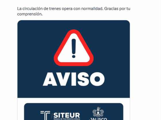 Siteur announcement about the closure of the Guadalajara Centro station. Take your precautions. X / @SITEURJAL