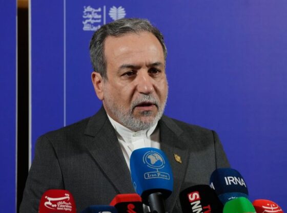 Iranian Foreign Minister Abbas Araghchi speaks in a new briefing after attending a conference titled "International Law Under Assault: Aggression and Self-Defense," in Tehran, Iran, Sunday, Nov. 16, 2025. (AP Photo/Vahid Salemi)