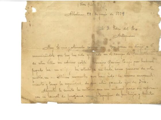 Fragment of the letter reporting the execution of Francisco García Parejo