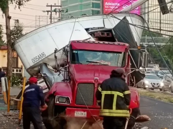 Firefighters and CFE personnel worked in the accident area to remove the wiring and clean up the spilled fuel.