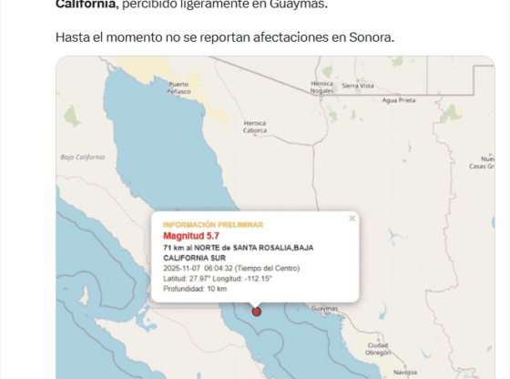 The SSN officially declared that the first earthquake that hit Baja California Sur this morning was of magnitude 5.5. X / @AlfonsoDurazo