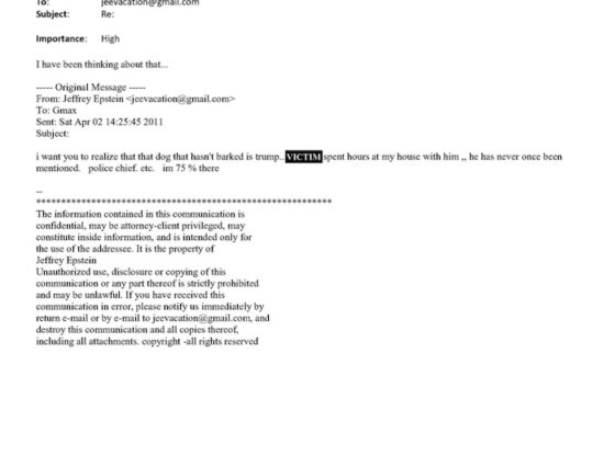House Democrats released emails in which Epstein wrote that Trump had “spent hours at my house” with one of his victims.