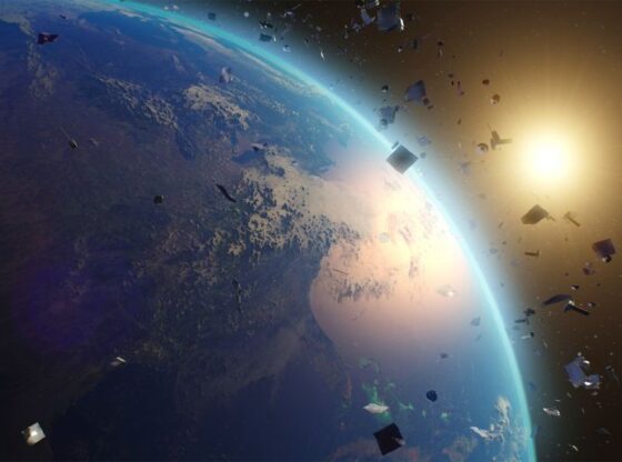 Space debris around planet Earth