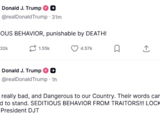 Donald Trump proposed this Thursday the death penalty for Democratic politicians who urged members of the military to disobey any order "illegal".