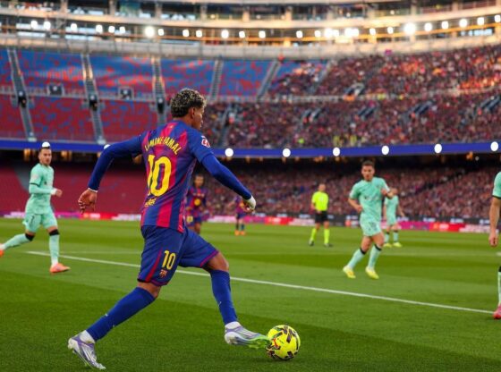 Lamine Yamal, in his first game at the new Camp Nou