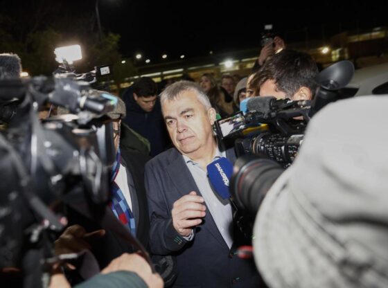 The former Secretary of Organization of the PSOE Santos Cerdán, upon his release from the Soto del Real prison (Madrid).