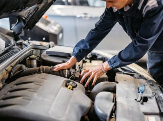 Mechanic checking the engine of a vehicle