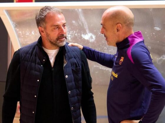 Hansi Flick with Javi Rodríguez, futsal coach
