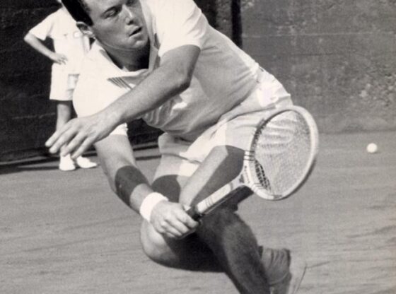 Nicola Pietrangeli during the Davis Cup final between Italy and Spain in Milan, July 25, 1959.