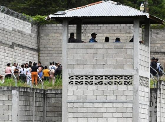 Prison guards guard the inmates of the Women's Social Adaptation Center (CEFAS) prison after the murder of 46 women, June 20, 2023.